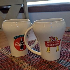 2 McDonald's Coca Cola Vtg Retro Coffee cup Mug --15 Cent Hamburgers